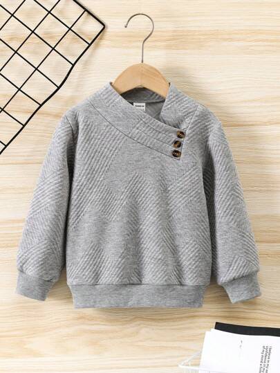 SHEIN سويت شيرت رقبة غير متماثلة للأولاد الصغار