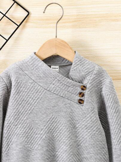 SHEIN سويت شيرت رقبة غير متماثلة للأولاد الصغار