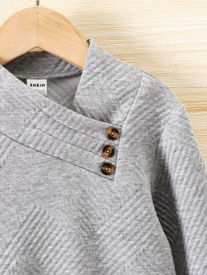 SHEIN سويت شيرت رقبة غير متماثلة للأولاد الصغار