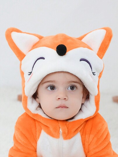 Persoplay Kids جمبسوت زي بتصميم الثعلب قبعة ثلاثي الأبعاد للاولاد الاطفال