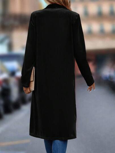 Clasi معطف موحدة اللون مفتوح امامي