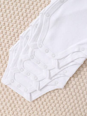 SHEIN Playful Pals بدلة رضيع ولد، أبيض خالص، مناسب للجميع وشامل، مريح وناعم، محايد، مناسب للبس المنزلي