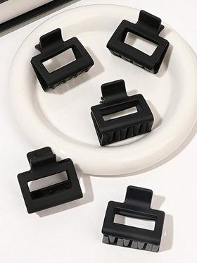 1 قطعة/5 قطع عبوة مشابك شعر مربعة سوداء ذات لون أسود ثابت بطول 4 سم، مناسبة لتسريحات الذيل العالي، مشابك شعر، مشابك فك الشعر، مشابك شعر، مشابك شعر، مشابك شعر، إكسسوارات شعر للنساء للملابس الصيفية