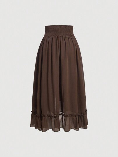 SHEIN MOD تنورة طويلة مع حاشية منتفخة وحاشية متماثلة ذات خصر واسع