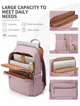 حقيبة ظهر للنساء لحمل الكمبيوتر المحمول، تناسب أجهزة 14/15 بوصة، خفيفة الوزن مقاومة للماء، مناسبة للسفر والعمل والأعمال التجارية والمعلمات والممرضات، مع حجيرة للكمبيوتر المحمول، حقيبة ظهر/محفظة أنيقة للنساء والفتيات، حقيبة ظهر/حقيبة مدرسية يومية للفتيات،