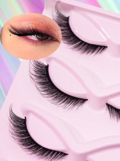 رموش كريمية طويلة ومجعدة للعين نوع رموش ثعلب مع 5 أزواج, 16 مم رموش رموش اصطناعي