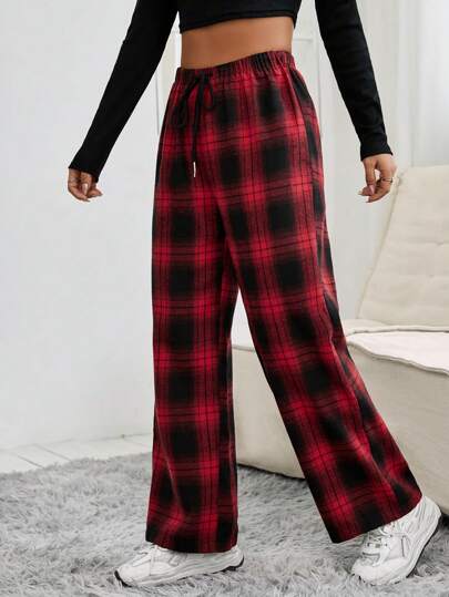SHEIN PETITE بناطيل مطبوعة بشكل كشمير ذات خصر متعصر، ملابس رمضان