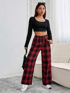 SHEIN PETITE بناطيل مطبوعة بشكل كشمير ذات خصر متعصر، ملابس رمضان