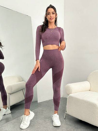 Slayoga مجموعة رياضية للنساء بأكمام راجلان بدون خياطة، مجموعة ملابس للعام الصيني الجديد وممارسة الرياضة, مجموعة سراويل للنساء