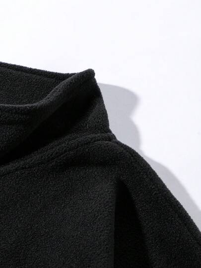 Manfinity Homme سويت شيرت رجالي من الصوف بقصة فضفاضة مع تطريز جبلي ونصف سحاب