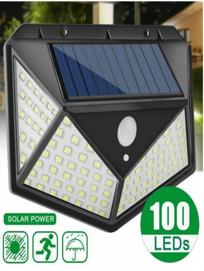 إضاءة حديقة شمسية مضيئة رباعية الجوانب ب- 100 مصباح LED قطعة واحدة، عالية الطاقة، موفرة للطاقة، سهلة الاستخدام، مقاومة للماء بمستشعر للحركة، إضاءة حديقة شمسية  الاستخدام للمنزل والطوارئ الخارجية هدية  والميلاد