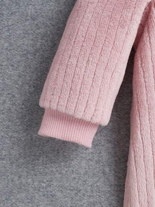 SHEIN جمبسوت قفز نوم شتوية للطفل الرضيع المولود حديثاً مع تصميم أذن ثلاثي الأبعاد وسحاب أمامي