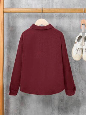 SHEIN قميص كاجوال بأكمام طويلة ذو لون أحادي للفتيان المراهقين