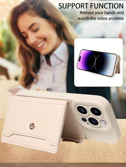 حافظة محفظة من جلد البولي يوريثان مع فتحة بطاقة، مرآة، حزام متقاطع متوافق مع Apple 17 Pro Max/17 Pro/17/Air/16 Pro Max/16/15/14/13، Redmi