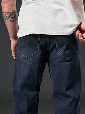 Manfinity Homme بنطلون جينز رجالي مستقيم الساق مع جيوب مائلة، بنطلون جينز مستقيم الساق أزرق داكن بغسل عادي، بنطلون جينز كارجو مغسول، هدايا للزوج والصديق، بنطلون جينز رجالي أزرق داكن، بنطلون جينز رجالي كبير الحجم، بنطلون جينز رجالي كبير الحجم للخروج والشار