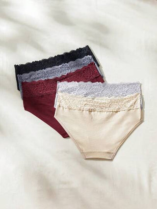 Shein Underwear&Sleepwear Basics ملابس داخلية أنثوية من الدانتيل بخمس قطع متباينة اللون