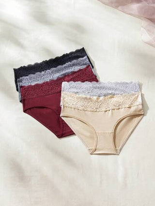 Shein Underwear&Sleepwear Basics ملابس داخلية أنثوية من الدانتيل بخمس قطع متباينة اللون