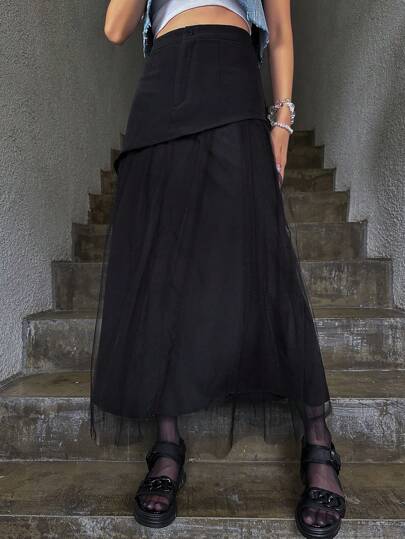 Dazy Designer تنورة بتطريز شبكي