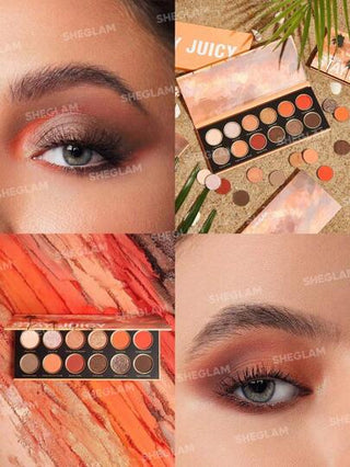 SHEGLAM ابقي جذابة، لوحة ظلال العيون اللامعة المعدنية غير اللامعة من لا باليت، 12 لونًا، برتقالي أحمر لامع، ألوان شديدة الصبغة، تدوم طويلاً، لا تلطخ، ظلال عيون متينة تدوم طويلاً، مستحضرات تجميل العيون، ، ظلال عيون الشتوية عيد الأب التخرج عيد الميلاد...