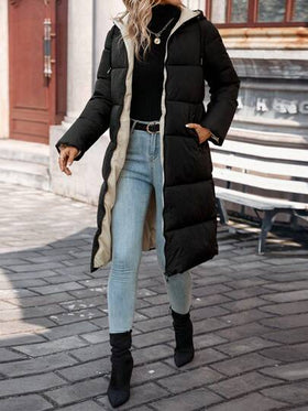 SHEIN Frenchy معطف مبطن مزود بسحاب وكابور في فصل الخريف/الشتاء