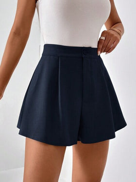 SHEIN Essnce شورت بساق واسع موحدة اللون جيب مائل