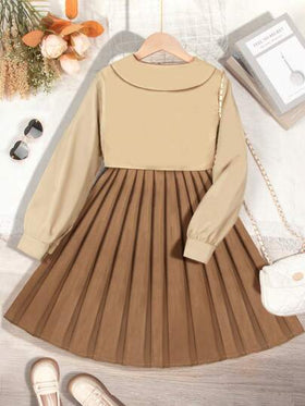 SHEIN بنت طفل موحدة اللون جاكيت & حافة تجاعيد فستان