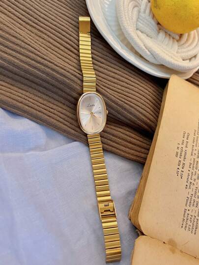 ساعة يد نسائية واحدة بسوار ذهبي جديدة ، ساعة كوارتز نسائية فاخرة ، بسيطة ، أنيقة ، فاخرة و جذابة المظهر ذات استعمالات متعددة