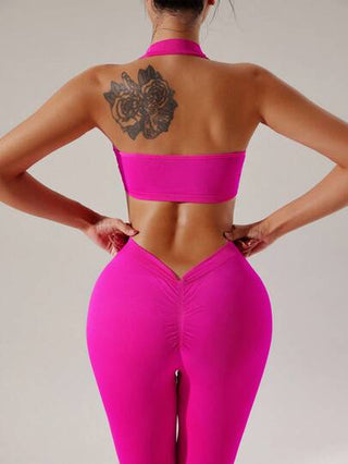 SHEIN Sport Studio طقم ملابس رياضية للنساء يتكون من ملابس علوية رياضية مصمتة مرنة عالية بياقة حلقية وسروال رياضي