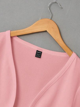 EZwear جاكيت قصير موحدة اللون مفتوح امامي