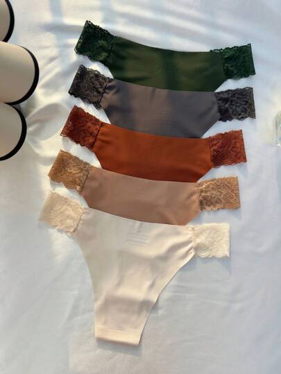Shein Underwear&Sleepwear Basics مجموعة 5 حزم للملابس الداخلية بكشكش متباين