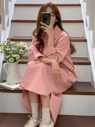 فساتين حريمي DAZY موحدة اللون منخفض الاكتاف قميص كبير الحجم فستان