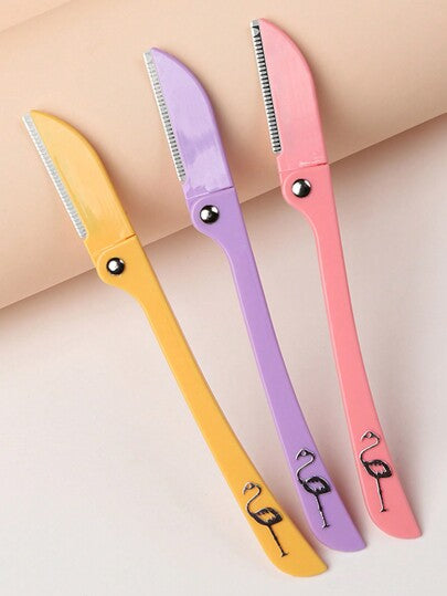 مجموعة 3 قطع لأدوات التقشير ومزيل الشعر لجسمك مع محدد ناعم للغاية و أداة الحلاقة الأطراف للوجه والحواجب مع رأس طويل وشفرة آمنة وغطاء دقيق للتشكيل المثالي للحواجب لاستخدامها في السفر أو المنزل