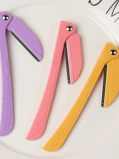 مجموعة 3 قطع لأدوات التقشير ومزيل الشعر لجسمك مع محدد ناعم للغاية و أداة الحلاقة الأطراف للوجه والحواجب مع رأس طويل وشفرة آمنة وغطاء دقيق للتشكيل المثالي للحواجب لاستخدامها في السفر أو المنزل