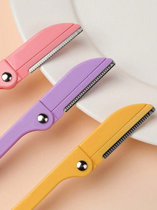 مجموعة 3 قطع لأدوات التقشير ومزيل الشعر لجسمك مع محدد ناعم للغاية و أداة الحلاقة الأطراف للوجه والحواجب مع رأس طويل وشفرة آمنة وغطاء دقيق للتشكيل المثالي للحواجب لاستخدامها في السفر أو المنزل