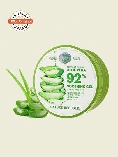 NATURE REPUBLIC جل صبار نيتشر ريبابليك الجديد للترطيب المريح ، شفاف ، جل ناعم ومنتعش ، ترطيب منعش و هادئ للبشرة ، غطاء محكم الإغلاق ، تجدد بعد التمرين ، قاعدة مكياج ، إنقاذ من المناخ الجاف ، استخدام للوجه والجسم ، جمال كوري ، 300 مل / 10.56 أونصة سائلة