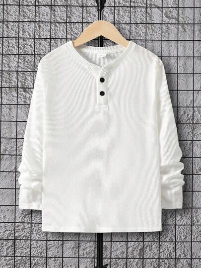 SHEIN تي شيرت أزرار أمامية ولد طفل