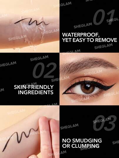 SHEGLAM كحل Eye Affinity المقاوم للماء، قلم كحل غير لامع مقاوم للتعرق، رفيع للغاية ولا يلطخ، كحل أسود يدوم طويلاً، مكياج عيون احترافي، كحل للشتاء، ، عيد الميلاد عيد الأب التخرج عيد الميلاد العطلة الربيع الصيف Y2K فاخر أزياء مكياج مستحضرات التجميل...