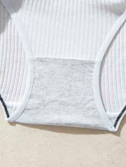 Shein Underwear&Sleepwear Basics 3 أطقم سروال محبك مضلع بفيونكة