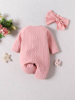 SHEIN بدلة رضيعة محبوكة مع زهرة ملتوية للبنات ، لباس المنزل