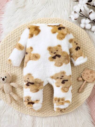 SHEIN باردل صغير جميل لطفل ذكر مع تصميم دب و بالتعاون مع فراء كورالي للبيت الدافئ