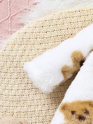 SHEIN باردل صغير جميل لطفل ذكر مع تصميم دب و بالتعاون مع فراء كورالي للبيت الدافئ