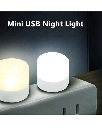 مصباح ليلي بقوة Usb صغير 6 قطع , إضاءة Led مريحة باللون الأبيض الدافئ لحماية العين أثناء القراءة ، يو اس بي للكمبيوتر والهواتف النقالة، وشحن الطاقة.
