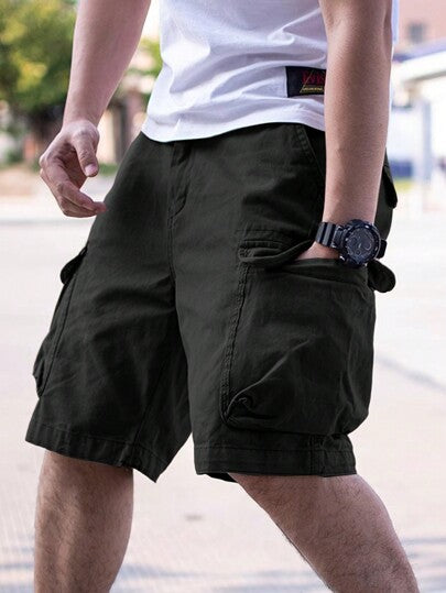 Manfinity Homme شورتات رجالية واسعة ذات جيوب جانبية بابلونج