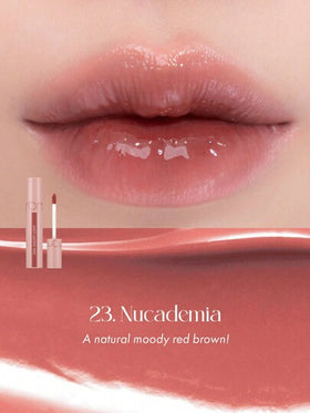 Rom&nd NUCADAMIA 23 بلسم شفاه مرطب طويل الأمد، روماند أحمر شفاه سائل، لمعة شفاه، لون حيوي، نهاية لامعة مرطبة، مكياج شفاه كوري، تأثير MLBB، صيغة ناعمة خفيفة الوزن، فائق الترطيب، غير لزج، مستحضرات تجميل كورية، طقم هدايا