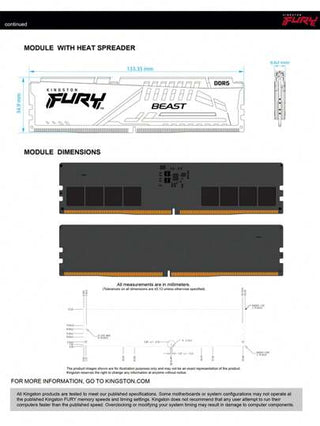 KINGSTON ذاكرة RAM Kingston FURY Beast DDR5 16GB 32GB 5200MHz 5600MHz 6000MHz لسطح المكتب لمعالجات AMD Intel CPU Motherboard
