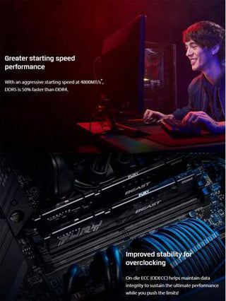 KINGSTON ذاكرة RAM Kingston FURY Beast DDR5 16GB 32GB 5200MHz 5600MHz 6000MHz لسطح المكتب لمعالجات AMD Intel CPU Motherboard