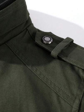 Manfinity Homme جاكيت رجالية بأكمام طويلة وتصميم ألوان متباينة وسحاب، طراز جاكيت كارجو، للموسم الانتقالي