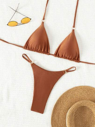 Swim مجموعة بيكيني للسباحة بأعلى برازيلي ربطة حلقية مثلثة وقيعان سباحة للصيف على الشاطئ