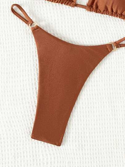 Swim مجموعة بيكيني للسباحة بأعلى برازيلي ربطة حلقية مثلثة وقيعان سباحة للصيف على الشاطئ