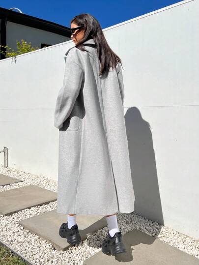 EZwear معطف صوفي كبير الطية للنساء